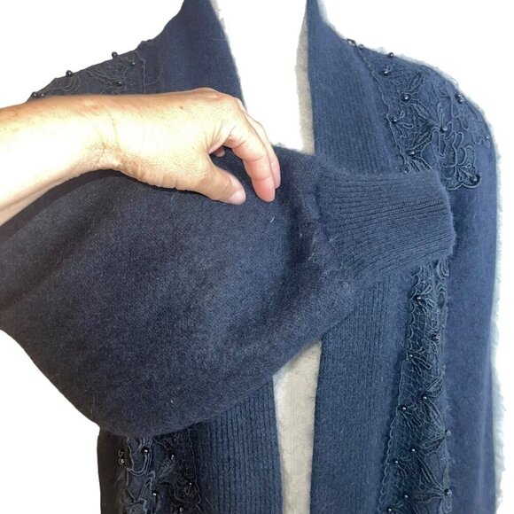 Gizel Vintage Womens Jacket Size L Black Lined Beaded Applique Lace Cardigan - Picture 7 of 10